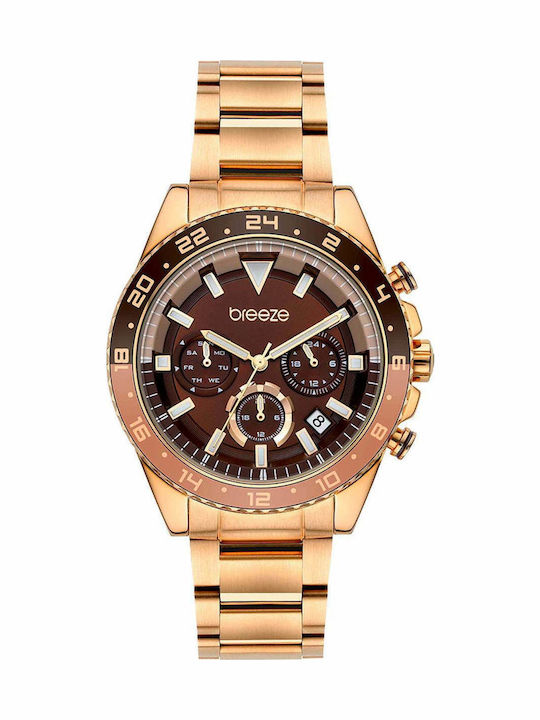 Breeze Defacto Damen Uhr Chronograph mit Rose Gold Metallarmband