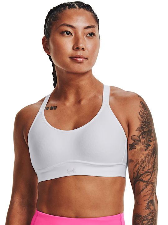 Under Armour Infinity Covered Mid Γυναικείο Αθλητικό Μπουστάκι Λευκό με Επένδυση