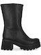 Leder Stiefeletten Damen Schwarz