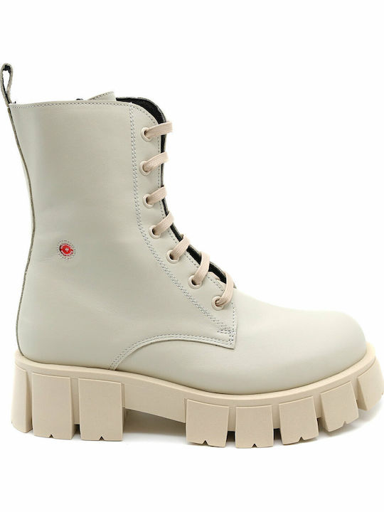 Leather Women's Ankle Boots with Medium Heel Ice