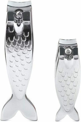 Kikkerland Σχήματα Ψαριών Nail Clipper for Legs & Feet & Hand Ασημί 2pcs