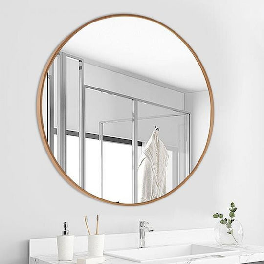 Next Wall Mirror with Gold Metallic Frame Diameter 80cm 1pcs