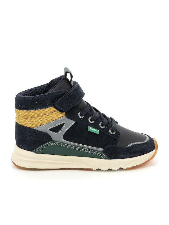 Παιδικά Sneakers High Ανατομικά με Σκρατς Navy Μπλε