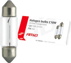 AMiO Λάμπες Αυτοκινήτου C10W Αλογόνου 12V 10W 1...