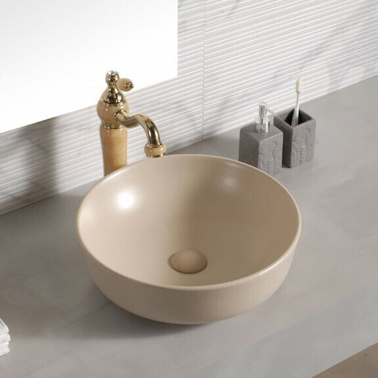 Inter Ceramic ICB 875 Επικαθήμενος Νιπτήρας Πορσελάνης 42x42x13cm Μπεζ
