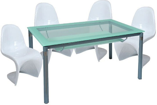 Dining Room 5pcs Grey / White 130x80cm