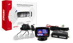 AMiO Back Car Parking System with Screen / Buzzer and 4 Sensors 22mm 12V in Silver Colour