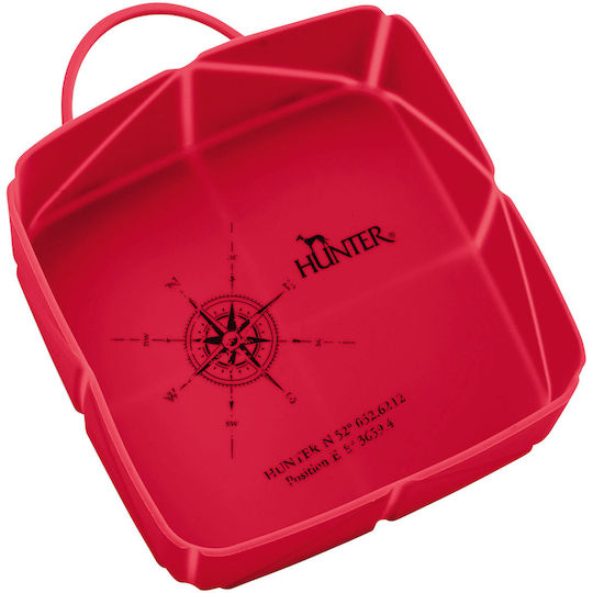 Hunter Folding Bowl Silicone Water for Dog & Cat with Base 590ml in Red Color