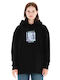 Love Yourself Long Women's Sweatshirt Velvet Hooded Black