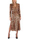 Midi Evening Dress with Tearing Bronze