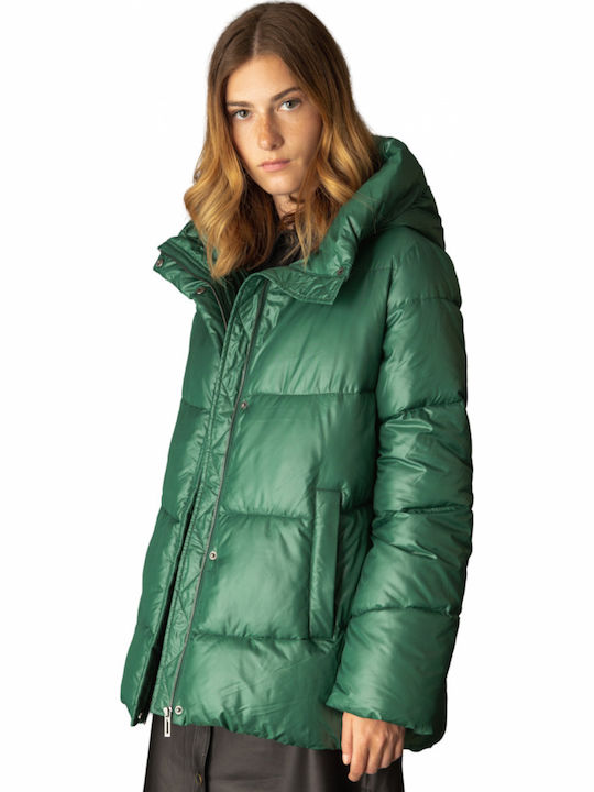 Biston Kurz Damen Puffer Jacke für Winter Grün