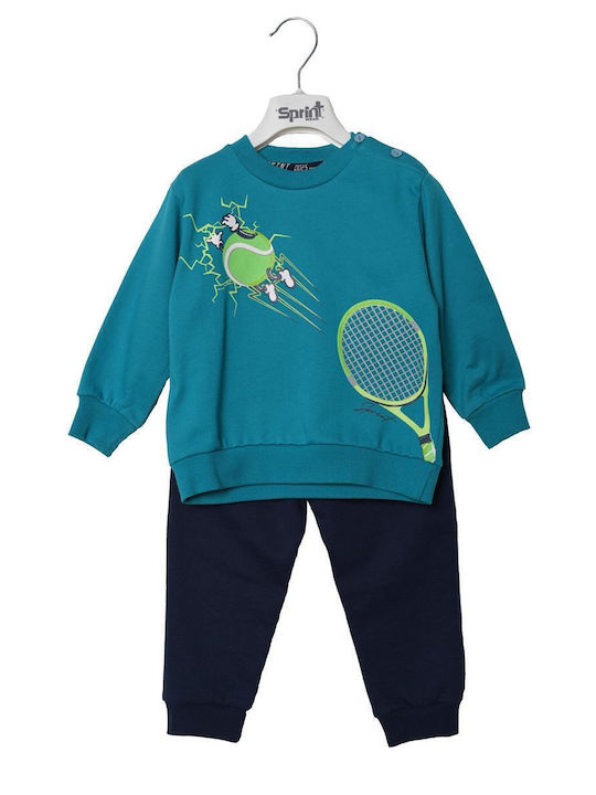 Sprint Kids Sweatpants Set Petrol Blue 2pcs