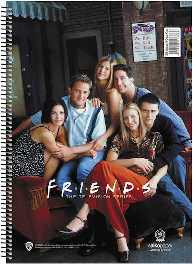 Salko Paper Σπιράλ Τετράδιο Ριγέ Α4 30 Φύλλων Friends Πολύχρωμο