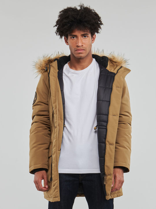 Superdry EVEREST Χειμωνιάτικο Μπουφάν Παρκά Μπεζ