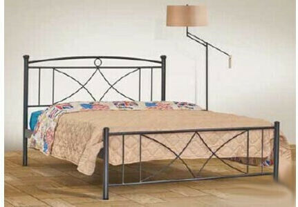 Sikinos Bett Halb-Doppelbett Metall Rust mit Latten & Matratze 110x200cm