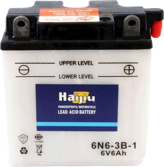 HaiJiu Motorradbatterie 6N6-3B-1-SM mit Kapazität 6Ah