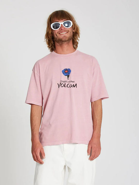 Volcom Bob Mollema Ανδρικό T-shirt Ροζ με Στάμπα