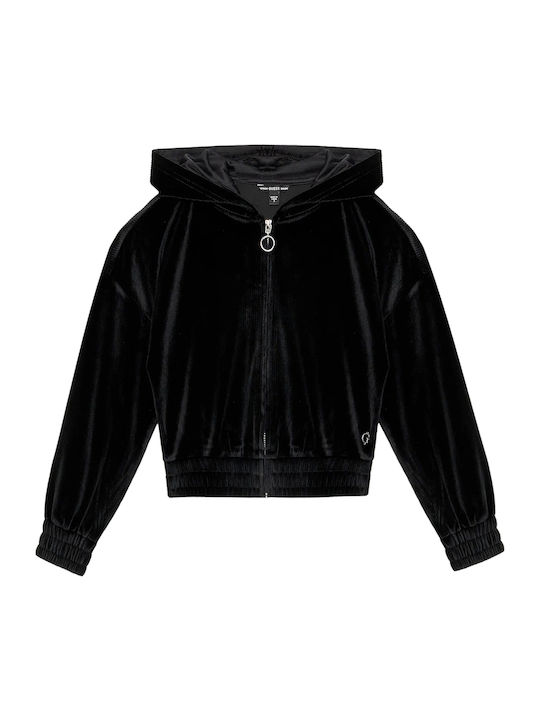 Kids Sweatshirt Cardigan Cotton with Hood Black Active