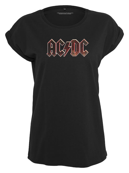 Merchcode Voltage Femeiesc Tricou AC/DC Negru Bumbac MT452