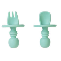 Saro Baby Set mit Gabel aus Silikon für 4+ Monate Mint 2Stück