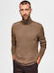 Selected Men's Long Sleeve Sweater Turtleneck Teak