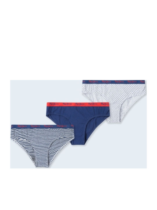 Masie Γυναικεία Slip 3Pack Blue/White