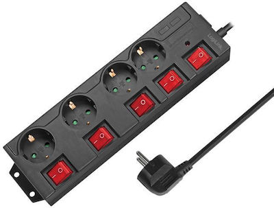 LogiLink 4-Outlet Power Strip 1.5m Black