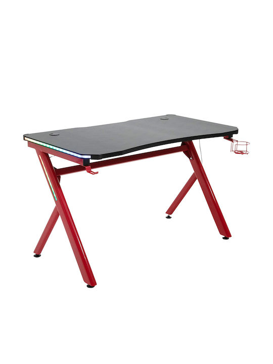 Kenobi Gaming Desk with Metal Legs Μαύρο / Κόκκινο L120xW65xH75cm