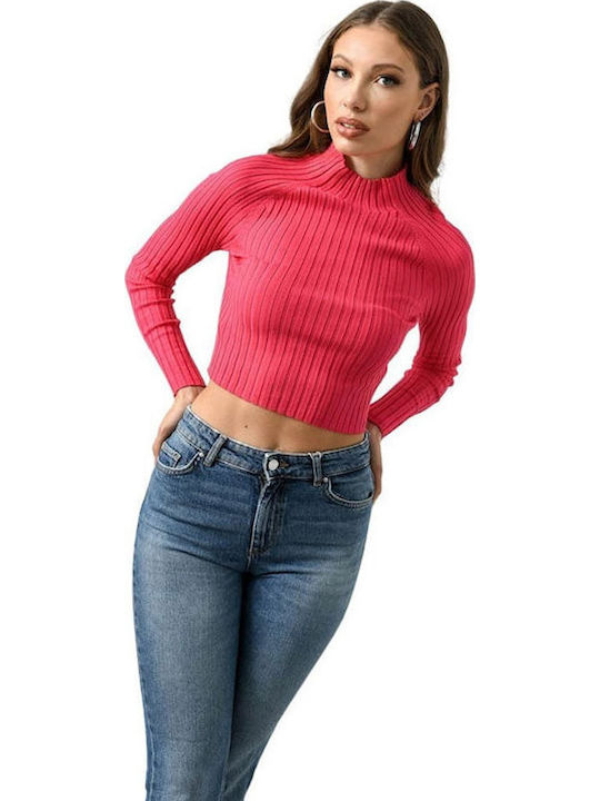 Only Women's Crop Top Long Sleeve Pink Flambe