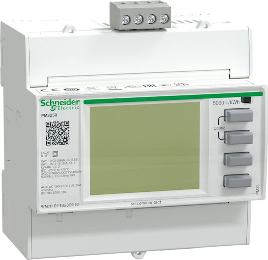 Schneider Electric PM3250 Αναλυτής Ενέργειας Ηλεκτρολογικού Πίνακα Ψηφιακό Ράγας Τριφασικό Modbus METSEPM3250