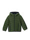 Kids Quilted Short Coat with Hood Khaki