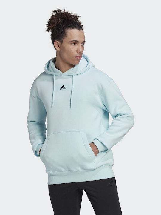 Adidas Essentials Feelvivid Ανδρικό Φούτερ με Κουκούλα και Τσέπες Almost Blue