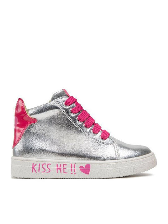 B Plata Kinder Sneakers Hoch Silber