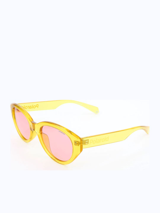 Polaroid Women's Sunglasses with Yellow Plastic Frame and Pink Polarized Lens PLD6051/G/S YEL/LO