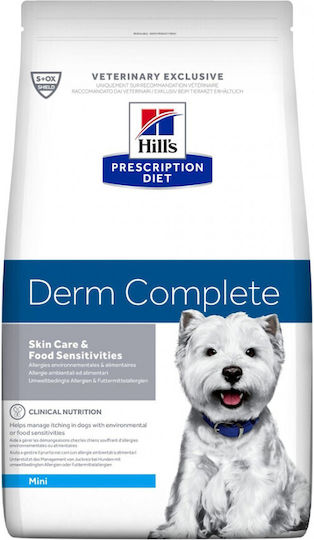 Hill's Prescription Diet Derm Complete Mini 1kg Hrană Uscată fără Gluten pentru Câini Adulţi de Rase Mici cu Carne