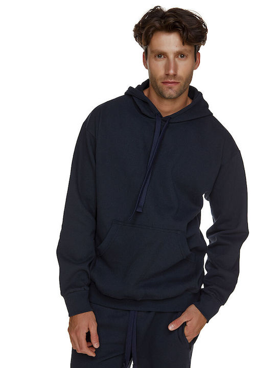 Bodymove Men's Sweatshirt with Hood & Pockets Navy Blue