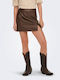 Only Leather Mini Skirt in Brown color