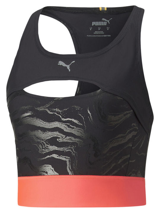 Puma Ultraform Aop Γυναικείο Αθλητικό Crop Top Αμάνικο Μαύρο Μαύρο