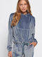 Lung Hanorac pentru femei Catifea Storm Blue