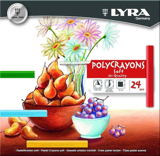Lyra Polycrayon Soft Σετ Κηρομπογιές 10mm σε 24 Χρώματα