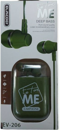 EV-206 In-ear Handsfree με Βύσμα 3.5mm Πράσινο
