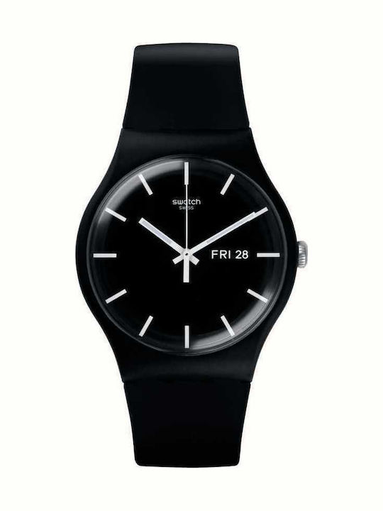 Swatch Rebel Again Men's Watch 41mm Battery with Black Rubber Strap