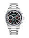 Police Greenlane Herrenuhr 46mm Chronograph Batterie mit Silber Metallarmband