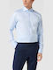 Kason Long Sleeve Cotton Shirt In Narrow Fit Light Blue