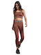 Women Training Cropped High Waist Brown Leggings