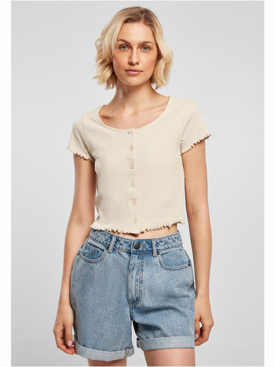 Urban Classics Women's Summer Crop Top Cotton Short Sleeve Softseagrass