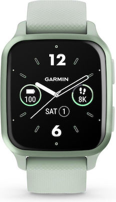 Garmin Venu Sq 2 Aluminium 40mm Αδιάβροχο Smartwatch με Παλμογράφο (Metallic Mint Aluminium Bezel with Cool Mint Case and Silicone Band)