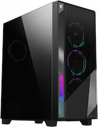 Gigabyte Aorus C500 Gaming Midi Tower Κουτί Υπολογιστή με Πλαϊνό Παράθυρο και RGB Φωτισμό Μαύρο
