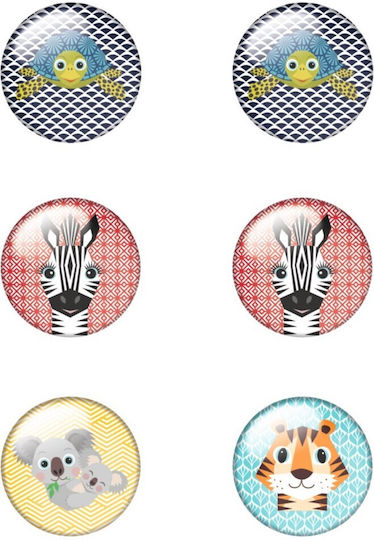 Herlitz Cute Animals Στρογγυλά Σετ Μαγνητάκια Μεταλλικά 3εκ. 4τμχ