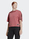 Adidas Damen Sport T-Shirt Gestreift Burgundisch